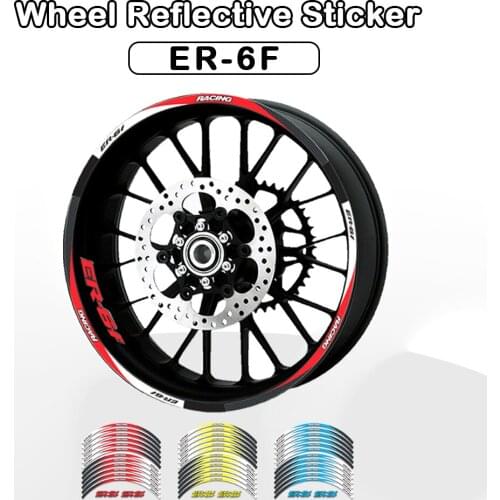 Motorcycle 12 Strips Sticker Decals Reflective Waterproof Wheel Decals For Kawasaki ER6F ER 6F ER-6F 2012-2020