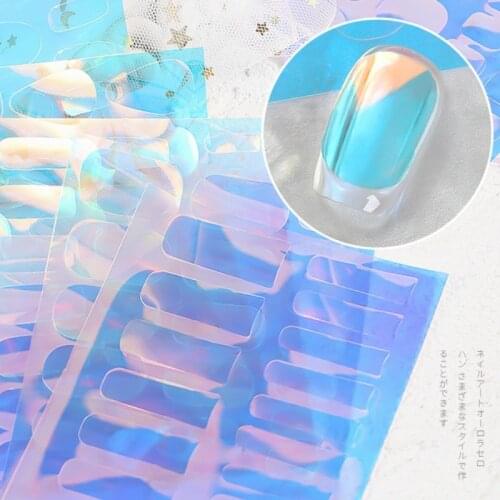 New Aurora Nail Sticker Decals Self Adhesive Laser Candy Trendy Glass Foils Ice Cube Manicure Nail Art Design Decorations 3D