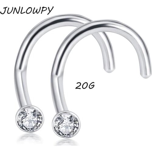 JUNLOWPY Stainless Steel crystal Nose Rings And Studs Eyebrow Labret Ear Bars Body jewelry 100pcs/lot mix 10color Piercing Nose