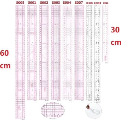 30/50/60cm Straight Patchwork Ruler PVC Ruler Gobernantes para Patchwork #8001 #8002 #8005 #8006