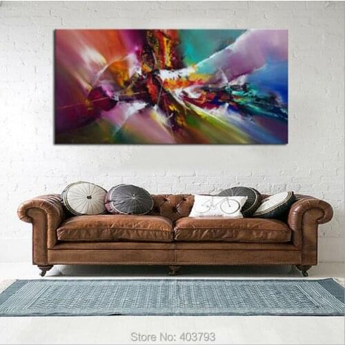 Hand Painted Modern Oil Painting on Canvas Art Large Abstract Picture Wall Decor 24x48 (No Frame) For Living Room