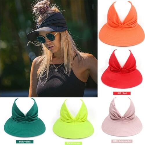 Summer Women Men Sun Hat Candy Color Empty Top Soft Breathable Sunscreen Hat Visor Caps Bicycle Sunshade Hats