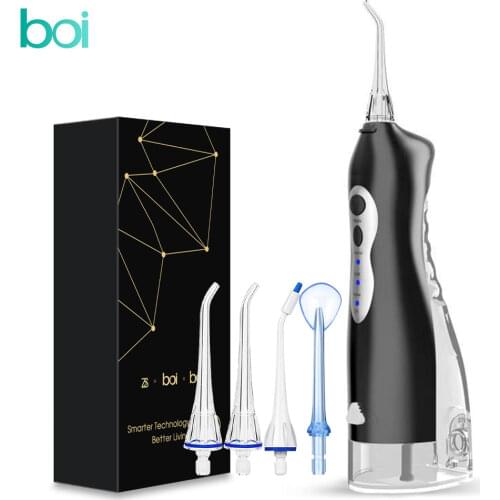 [boi] 3 Color Portable USB Fast Charge Smart Electric Oral Irrigator Water Pulse Dental Flosser IPX7 200ML Jet Cleaning Teeth