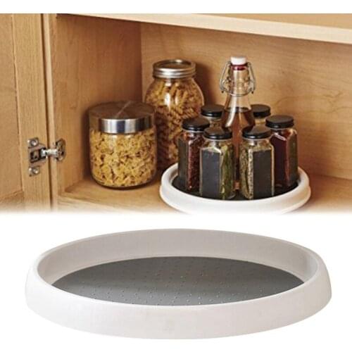 360 Rotation Non-Skid Spice Rack Pantry Cabinet Turntable with Wide Base Storage Bin Rotating Organizer for Kitchen Seasoning