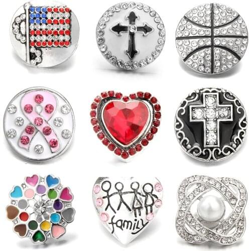 XH9355 LOVE CROSS USA Ribbon FAMILY Volleyball Basketball 18mm Metal snap button jewelry DIY bracelet