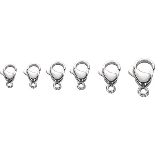 Stainless Steel Lobster Clasp Hooks For Necklace Bracelet Chain Fashion Jewelry Making DIY 30pcs/lot 9 10 11 12 13 15mm
