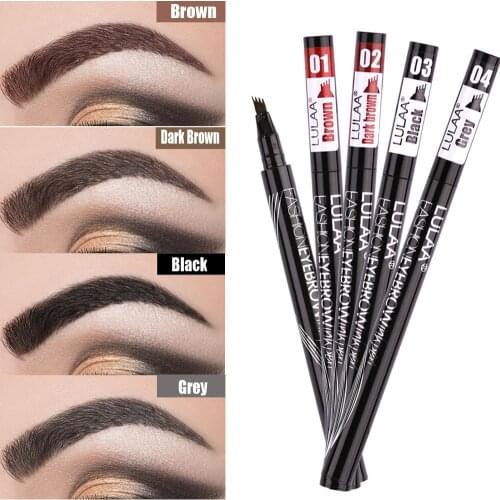 Women Waterproof Natural Eyebrow Pen Four-claw Eye Brow Tint Microblading Makeup Four Colors Eyebrow Pencil Brush Cosmetics