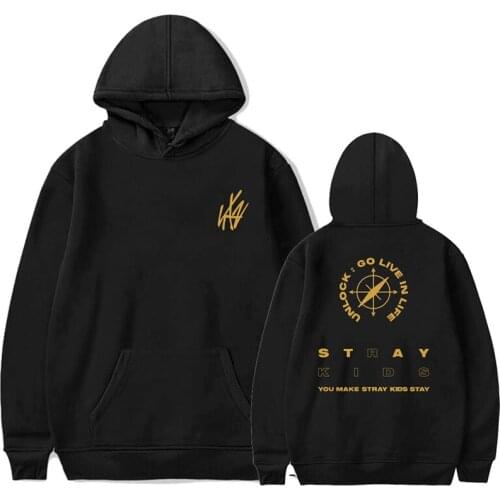 Stray Kids Unlock Hoodies Women GO LIVE IN LIFE Peripheral Support The Same Hooded Pullover Tops Streetwear Sweatshirt Girls