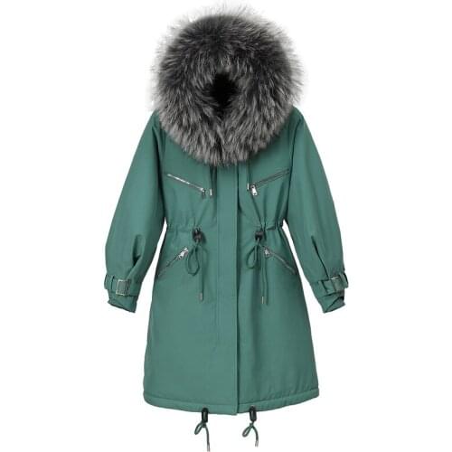 Womans Coat Winter Faux-Wool liner Cotton Coat Medium And Long Hooded Coat woman Thick Warm Zipper Button Placket Parka Women
