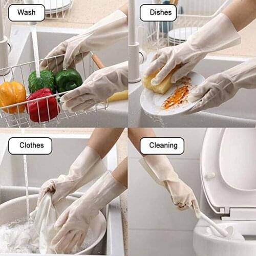 1 Pair Female Waterproof Rubber Latex Dishwashing Gloves Kitchen Durable Cleaning Housework Chores Dishwashing Tools