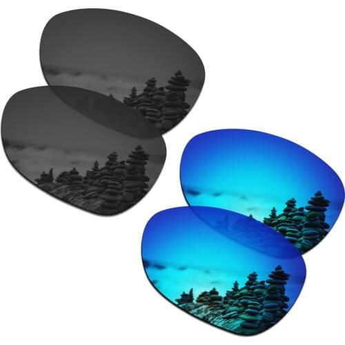 SmartVLT 2 Pairs Polarized Sunglasses Replacement Lenses for Oakley Crosshair New 2012 Stealth Black and Ice Blue