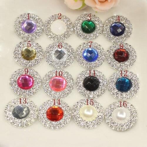 25mm Round Acrylic Flatback Rhinestone Decoration Buckles DIY Wedding Accessories Metal Flat Botton Free shipping 10pcs pack