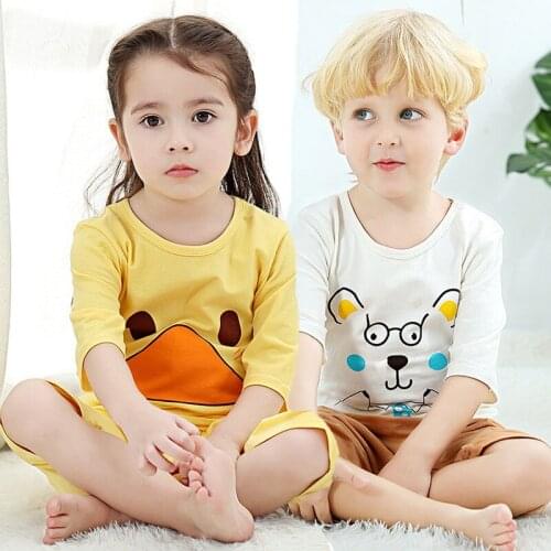 2020 New Boys Girls Clothes Kids Sleepwear Cartoon Pajamas Sets Half Sleeved Pyjamas Kids Childrens Night Suit Pijamas Infantil