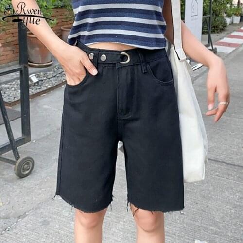 2021 Denim Casual Solid Tassel Beige Gray Skyblue Black High Waist Shorts Women Harajuku Plus Size Jean Short Women Summer 10423