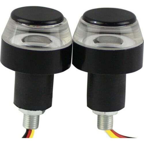 2X Motorcycle Turn Signal Light Yellow White Moto Handle Lamp Handle Bar End Indicator