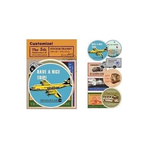 8 pcs/Pack Retro Travelers Notebook Vintage Airplane Design Travel Stamps Stickers