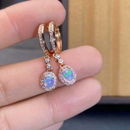 925 Silver Natural Opal Drop Earrings for Women Party Fine Jewelry Oval Cuted Eardrops with Certificate Gifts Top Quality Glossy
