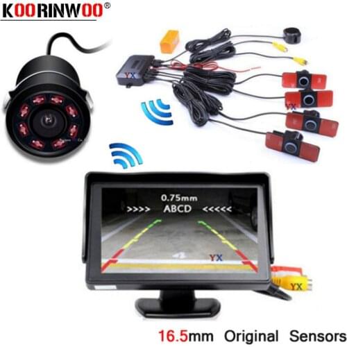 Koorinwoo Original HD LCD Auto Monitor Parktronic Car Parking Sensor Alarm Probes Buzzer Car Rear View Camera Ajustable Speaker