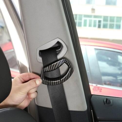 2Pcs Carbon Fiber ABS Car Front Safety Belt Frame Decoration Cover Trim For BMW X3 E83 2006-10 Interior Modification Accessories