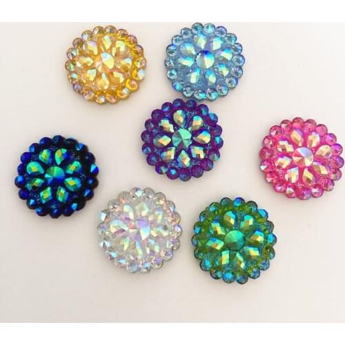Bling 75PCS Mix AB Resin 16mm Round Crystals Teardrop Gem Flatback Rhinestone DIY Wedding 2 Hole Appliques Ornaments SD35A