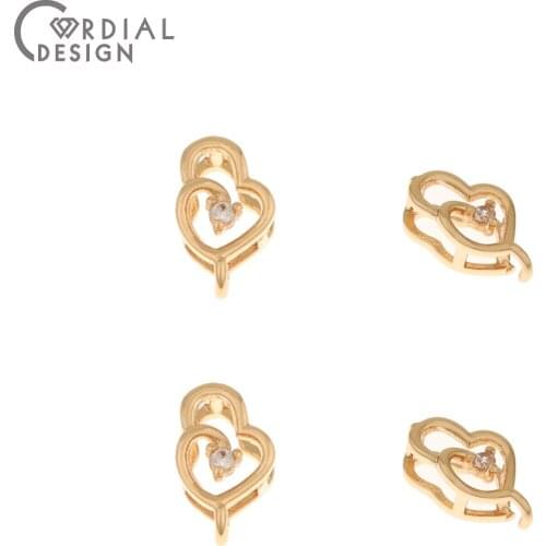 Cordial Design 100Pcs 6*11MM Jewelry Accessories/Hand Made/CZ Charms/Heart Shape/DIY Connectors/Jewelry Findings & Components