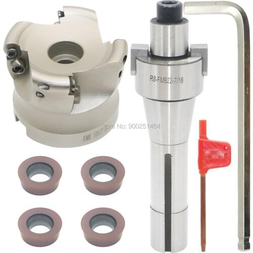 Face Milling Cutter Holder EMR 5R 63-22+R8-FMB22-7/16+RPMW1003 Hard Alloy Blade, Suitable for CNC milling machine processing
