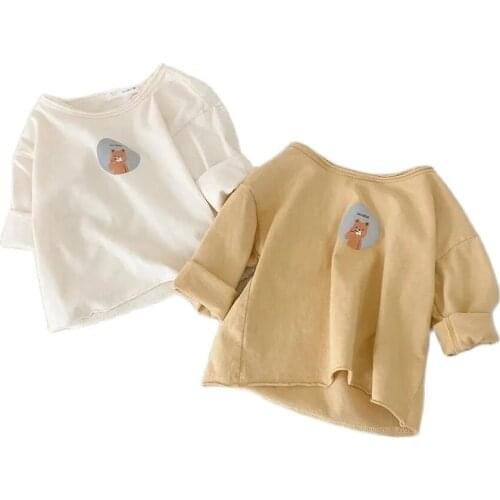 Childrens cartoon bottoming t-shirt boys and girls baby long sleeve T-shirt pure cotton thin tees clothes P5203