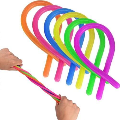 Children Adult Stretch String Decompression Toy Stress Relief Rubber Sausage Noodle Fidget Anti Stress Vent Toys Elastic Rope