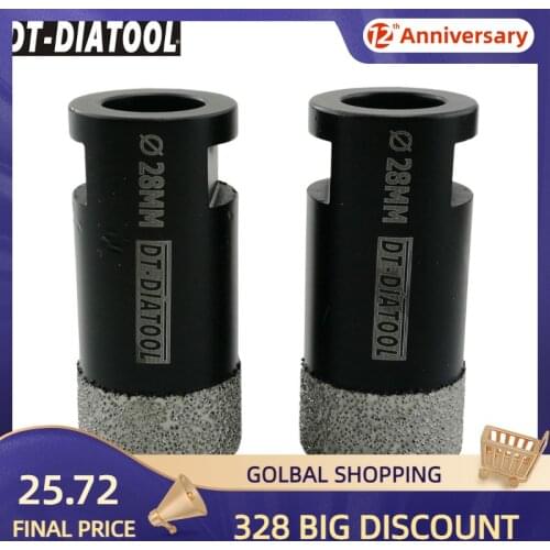 DT-DIATOOL 2pcs M14 Thread Dia 28mm Vacuum Brazed Diamond Drill Core Bits Ceramic Tile Hole Saw Granite Marble Drilling Bits