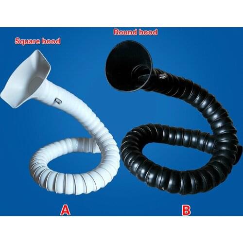 50mm 75mm POM Flexible Smoke Exhaust Ventilator Pipe for Soldering Smoke Extractor Welding Fume Arms with Square Round Hood