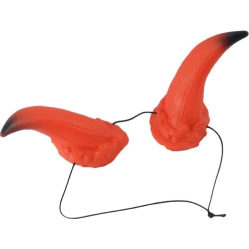 Prettyia Halloween Devil Cosplay Red OX Horn Prop Headwear Hair Accessories