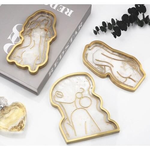 Tray DIY Epoxy Crystal Resin Silicone Mold Girl Long Hair Lady Women Model Body Shape Mould Abstract Plate Mirror Free Shipping