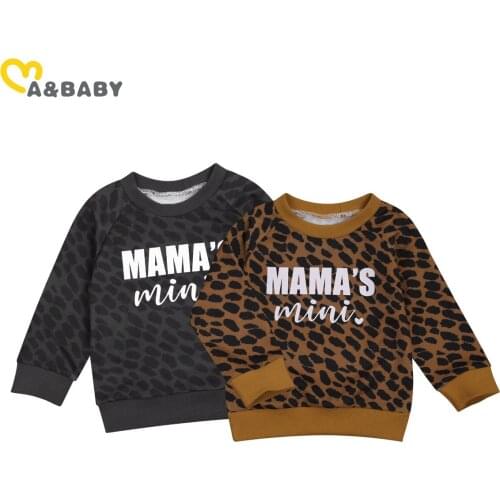 Ma&Baby 0-3Y Autumn Winter Toddler Baby Kid Girls Boys Leopard Sweatshirts Long Sleeve Letter MAMAS MINI Casual Baby Clothes