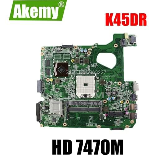 K45DR Motherboard HD7470M 1GB For Asus A45D A45DR K45D R400D R400DR Laptop motherboard K45DR Mainboard K45DR Motherboard test OK
