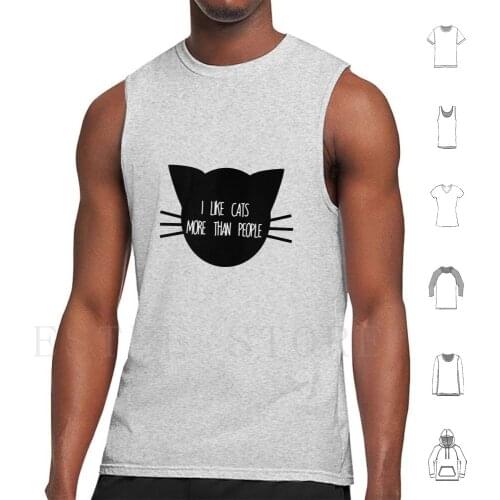 I Like Cats More Than People Tank Tops Vest Sleeveless Cat Cats Black Cat Animal Animals Pet Pets Love Cute Adorable