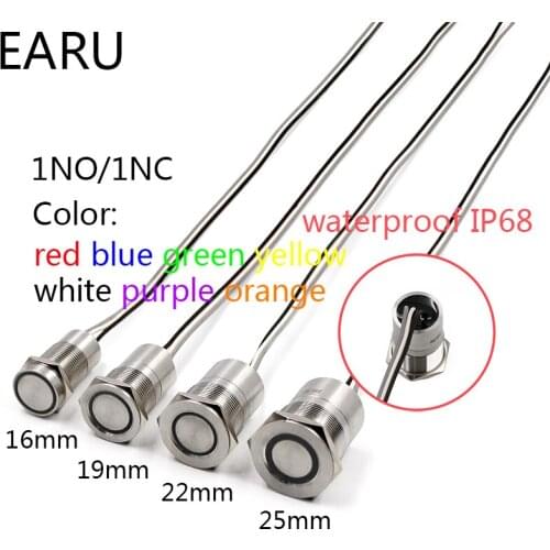 16mm 19mm 22mm 25mm Stainless Steel Metal Push Button Switch Touch ON/Off Switch Waterproof IP68 IC Core LED Light Illuminated