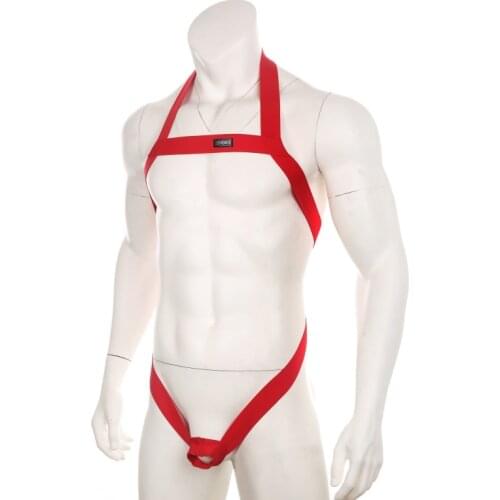 Men Halter Harness Elastic Bondage Costume Hollow Out Chest Strap Arnes Hombre Muscle Bodysuit Body Lingerie with Penis Ring