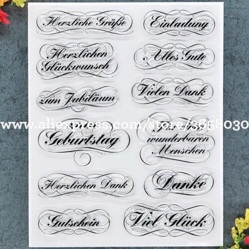 German einladung Alles gute Danke Scrapbook DIY photo cards rubber stamp clear stamp transparent stamp 14x18cm 8101584