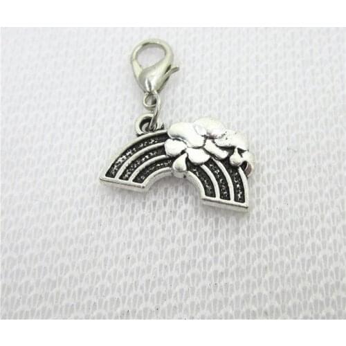 Wholesale 100pcs Rainbow charm dangle charms hanging lobster clasp floating charm DIY bracelet/pendant jewelry