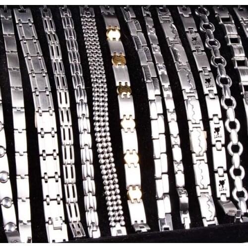 Wholesale 12pcs/Lots Mix Style Stainless Steel Jewelry Bracelets For Mens Gifts Party Wrist Cuff Bracelets Top Quality
