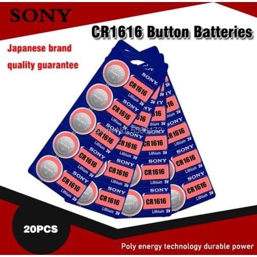 20PCS/lot SONY Original CR1616 Button Cell Battery 3V Lithium Batteries CR 1616 for Watch Remote Toy Computer Calculator Control