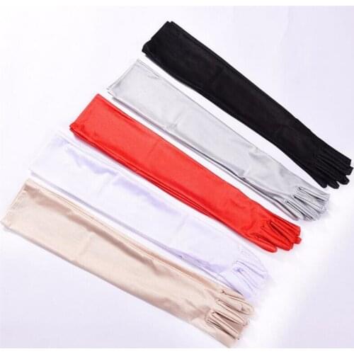 Autumn Winter Long Gloves Womens Mittens Fashion Solid Colors Female Satin Opera Evening Party Prom Costume Glove