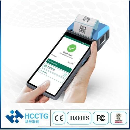 Portable Blue Handheld Wireless 4G Wifi Bluetooth NFC Android 10.0 POS Terminal with Receipt Printer payment device Z300