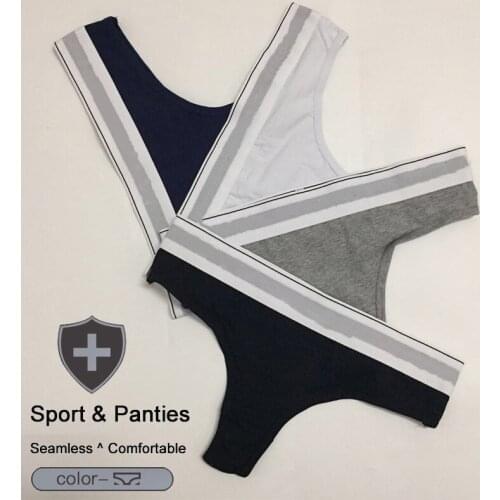 QIWN Simple T-Back Womens Panties Soft Sport Underwear Cotton Seamless Low Rise Sexy G-String Thongs Solid Lady Lingerie