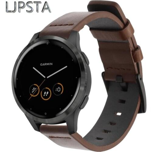 Italy Oily Leather Watchband for Garmin Vivoactive 4 4S / Vivomove 3 3S HR / Venu Luxe Style Quick Release Strap Watch Band