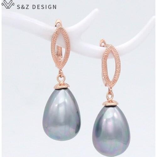 S&Z DESIGN Europe America Vintage Water Drop Simulated Pearl Dangle Earrings For Women Elegant Temperament Wedding Party Jewelry