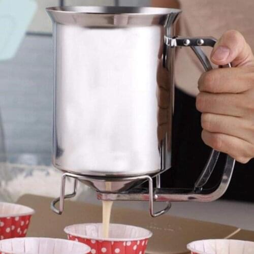 Silver Large Capacity Stainless Steel Cupcake Waffle Batter Funnel Pancake Dispenser Cream Separator Handy Kitchen Tool