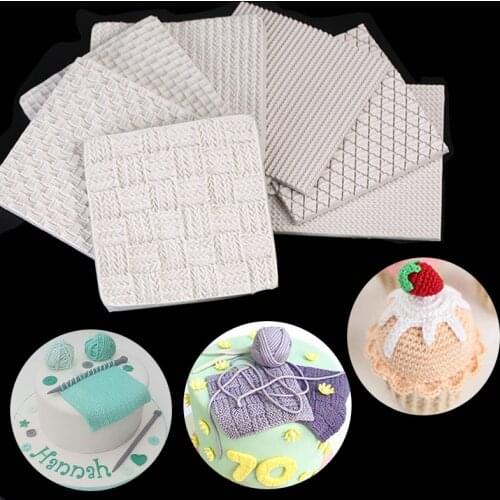 New Silicone Baby Knit Weave Fondant Mould Knitting Molds Embosser Border For Cake Sugarcraft Decoration 6 Styles Random M2479