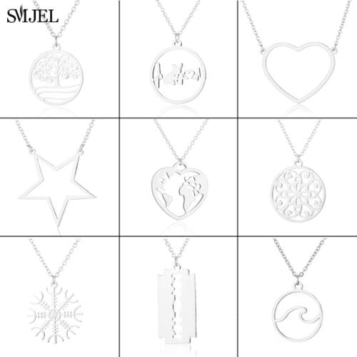 SMJEL Bijoux MInimalist Jewelrys Stainless Steel Hollow Star Charm Necklaces Bee Colar das mulheres Fashion Gothic Jewelry