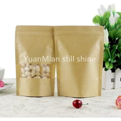 StoBag 50pcs Kraft Paper Bags Some With Window Gift Packaging Candy Snack Supplies Decoration Birthday Seal Bags Bread Pack